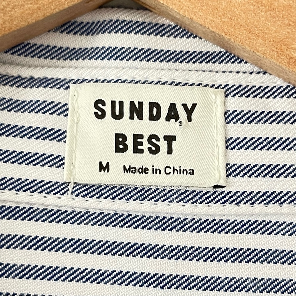 ❌SOLD ❌Aritzia Sunday Best Montana Shirt Striped button-down shirt White/Royal - Picture 7 of 10